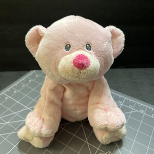 TY TyLux Pluffies PInk Baby Teddy Bear 2010 Sewn Gray Eyes Pink Nose NO TAG